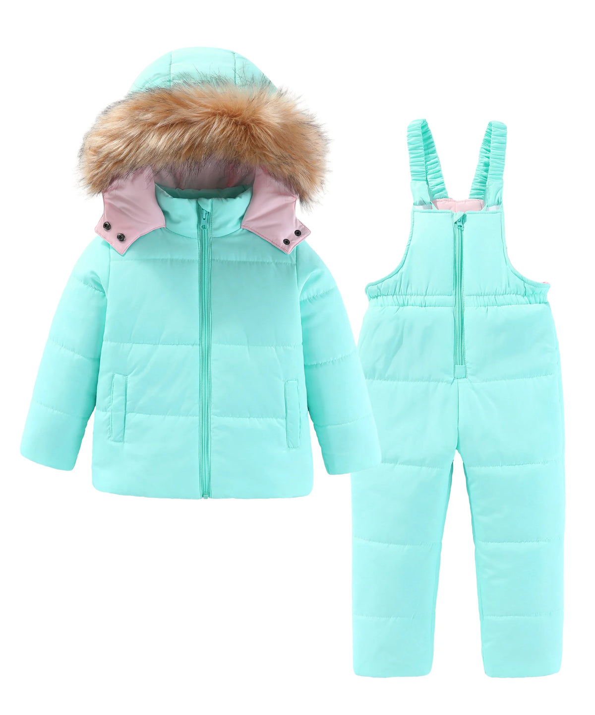 4-8T Kids Girls Ski Suits Hooded Snowboard Coats Children Winter Warm Pant Outdoor Sportwear Thick Cotton Snowboard Skiing Suit