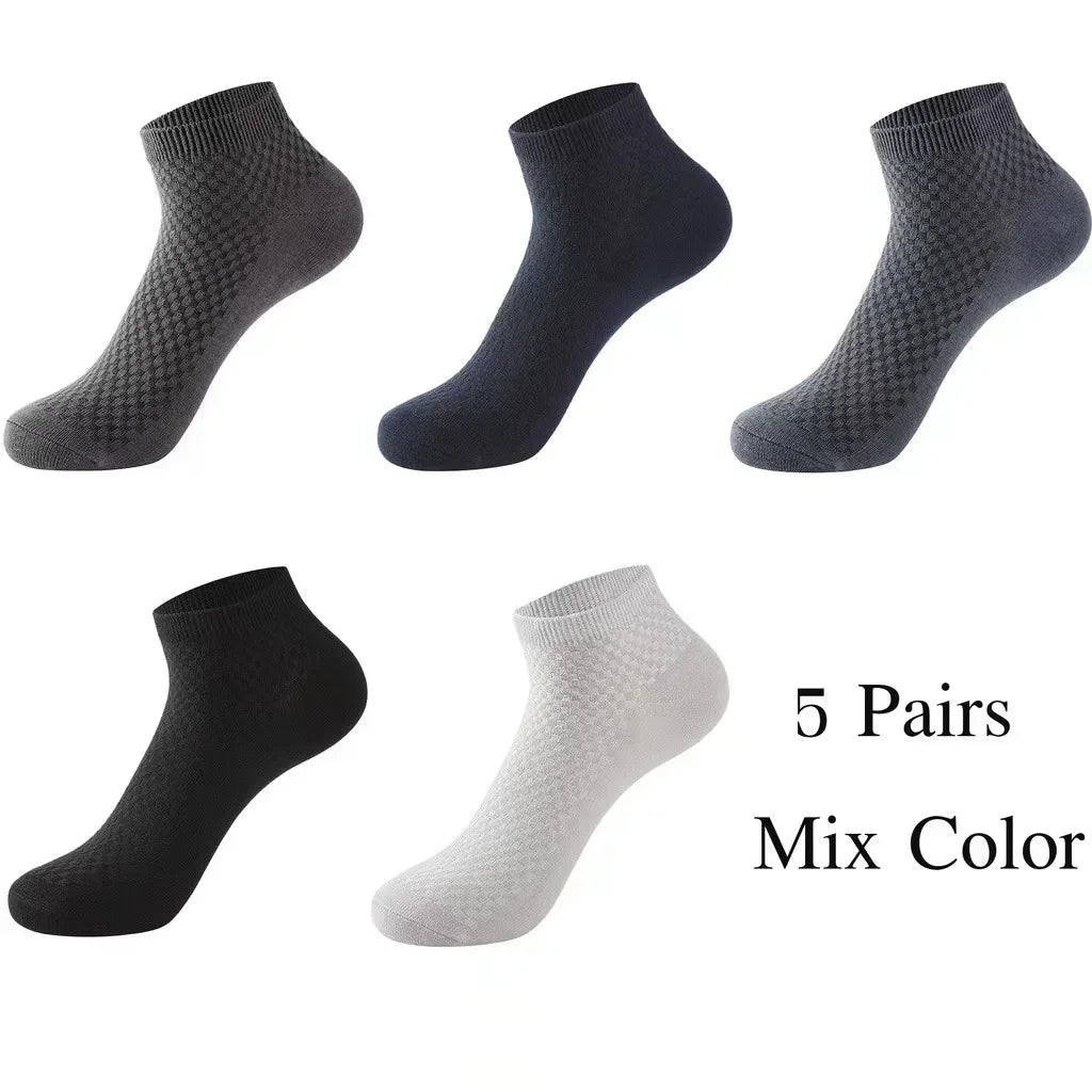 Men's Bamboo Low-Cut Socks – 5 Pairs, Soft & Breathable
