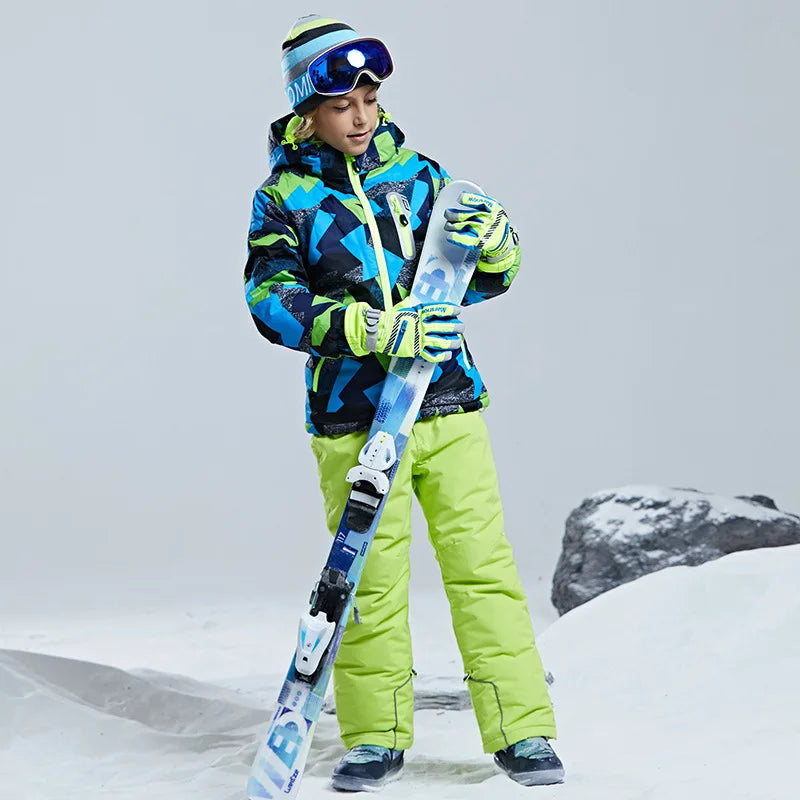 -30 Degree Kids Ski Suit Boy Girls Winter Outdoor Sports Waterproof Skiing Snowboarding Jackets Snow Pants Children Clothing Set