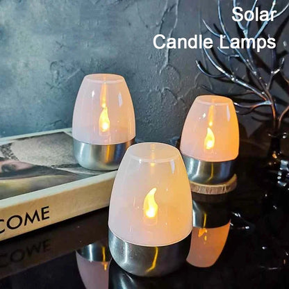Lámpara de vela LED sin llama alimentada por energía solar | Resistente al agua IP65 | 6–8 horas de autonomía | Decoración de jardín y exteriores
