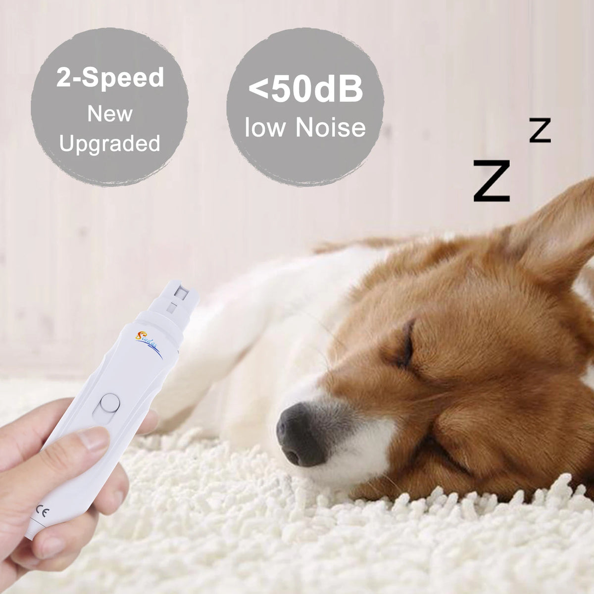Dog Nail Grinder USB Rechargeable Electric Pet Claw Trimmer – Painless, Low Noise, 2-Speed