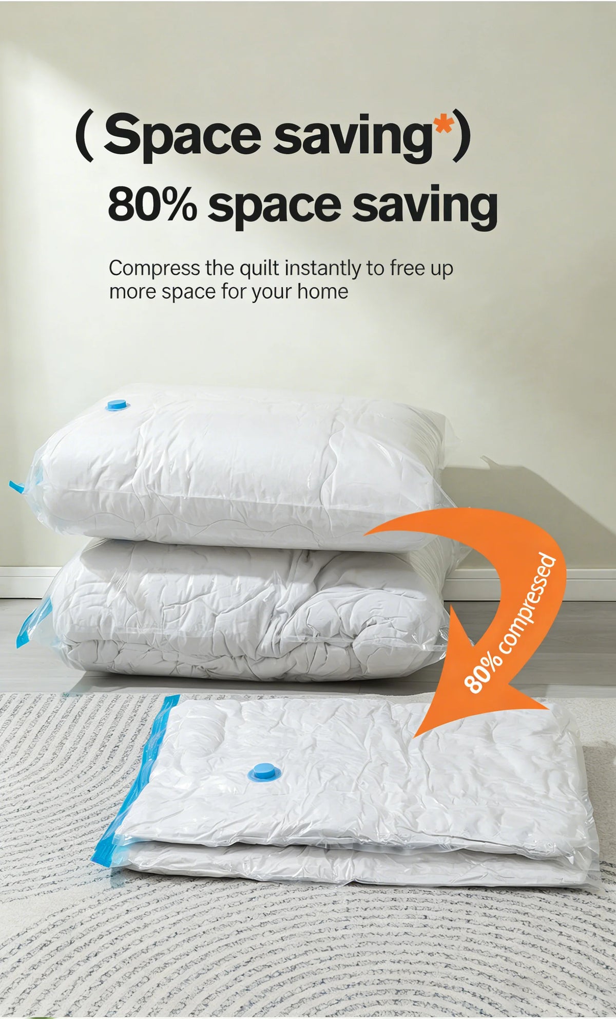Vacuum Storage Bags 5-Pack | Space Saver Bags for Clothes, Duvets & Bedding, M & L Sizes