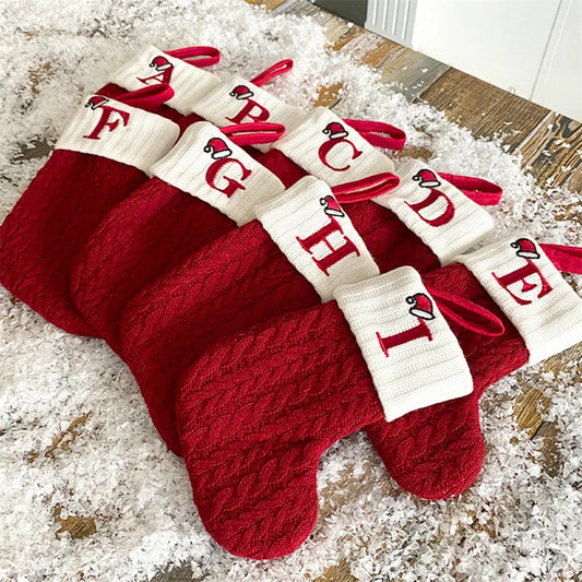 Knitted Initial Christmas Stocking – Letter A–Z Personalized