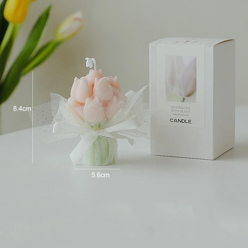 Handmade Tulip Bouquet Candle Scented Candle Aromatherapy Soy Wax Candle Wedding Birthday Candles Party Home Decoration