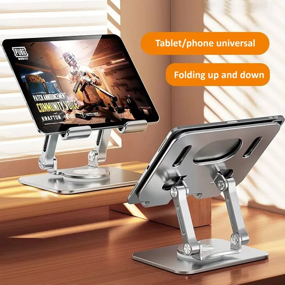 360° Rotation Tablet Stand – Adjustable Foldable Aluminum Holder for iPad Pro, Air, Mini & Phones