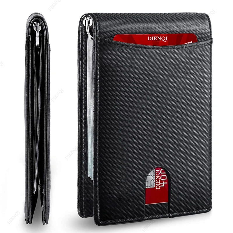 Men's Slim Bifold Wallet with Money Clip – RFID-Blocking
