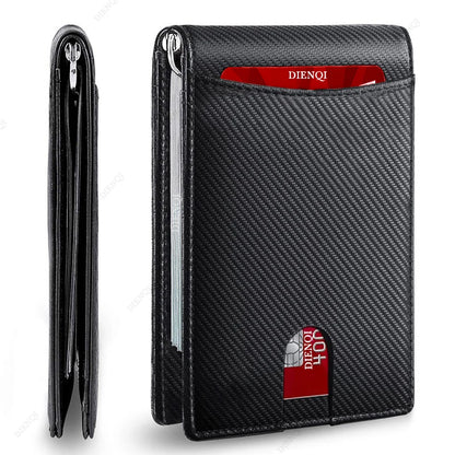 Men's Slim Bifold Wallet with Money Clip – RFID-Blocking