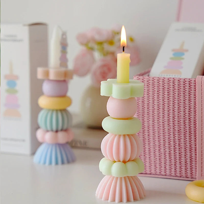Stackable Geometry Scented Candle Aromath Soy Wax Candles for Wedding Birthday Candles Party Home Decoration Souvenirs Gifts