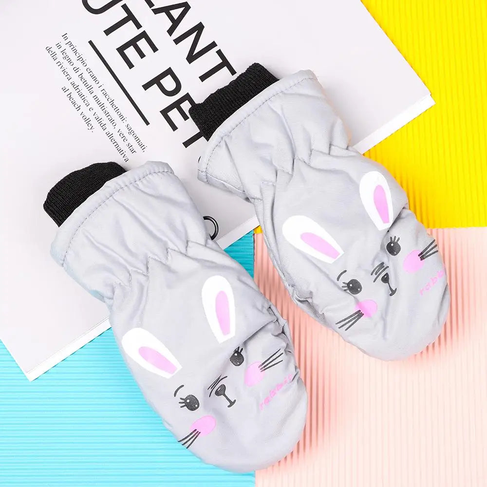 Kids' Bunny Snow Mittens – Velvet-Lined Toddler Ski Mittens