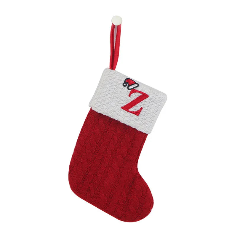 Knitted Initial Christmas Stocking – Letter A–Z Personalized