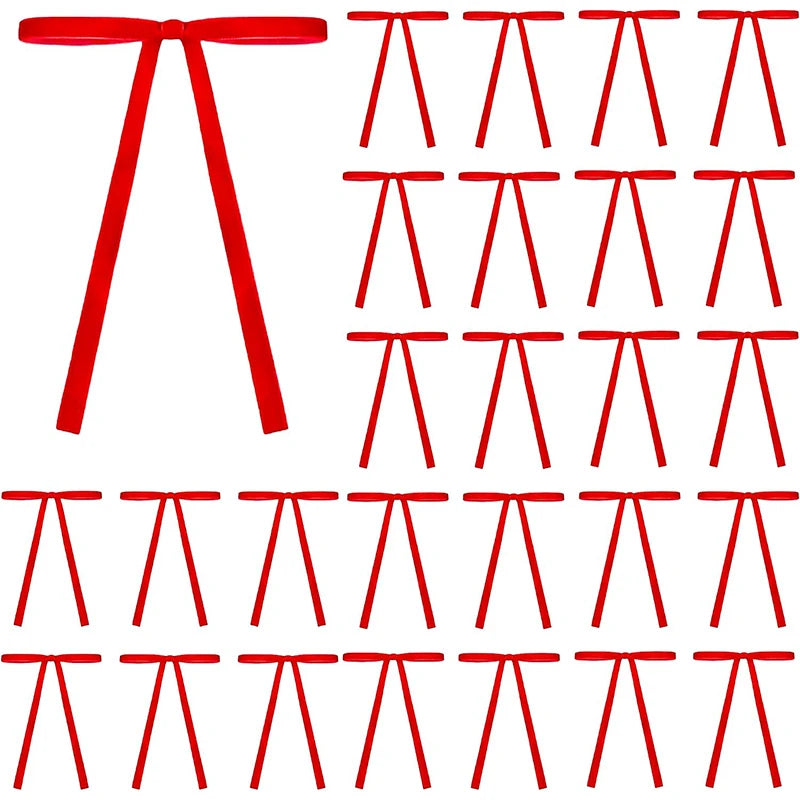 Velvet Christmas Tree Bows – 18 cm Vintage Ribbon Bows (10 or 20 Pack)