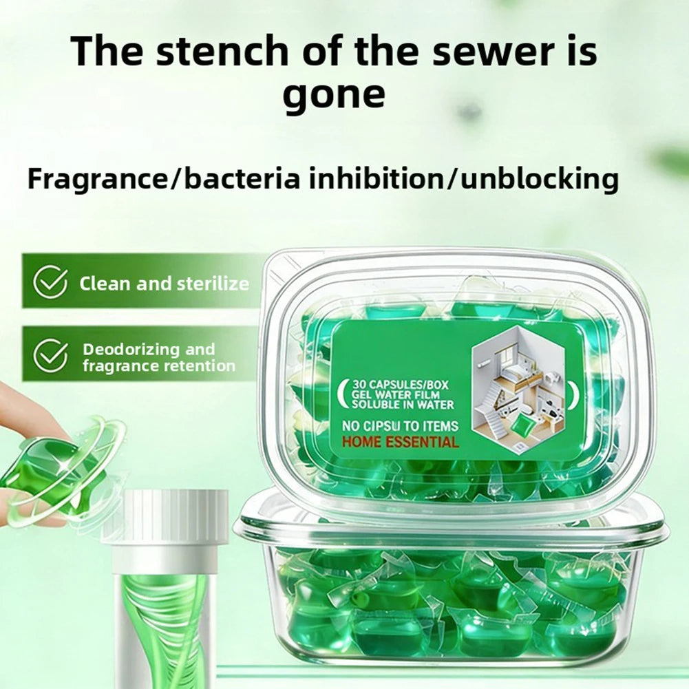 Odor Removal Sewer Cleaner Scented Gel Airs Freshener For Sinks Drains Gel Water Film Soluble In Water For Kitchen For Bathroom