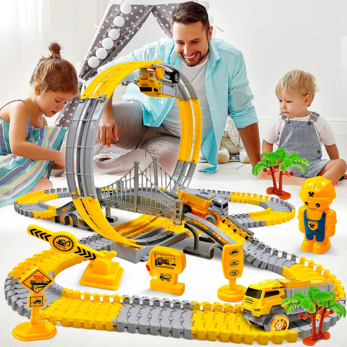Magic Climbing Track Set – Flexible Race Track with Engineering Cars