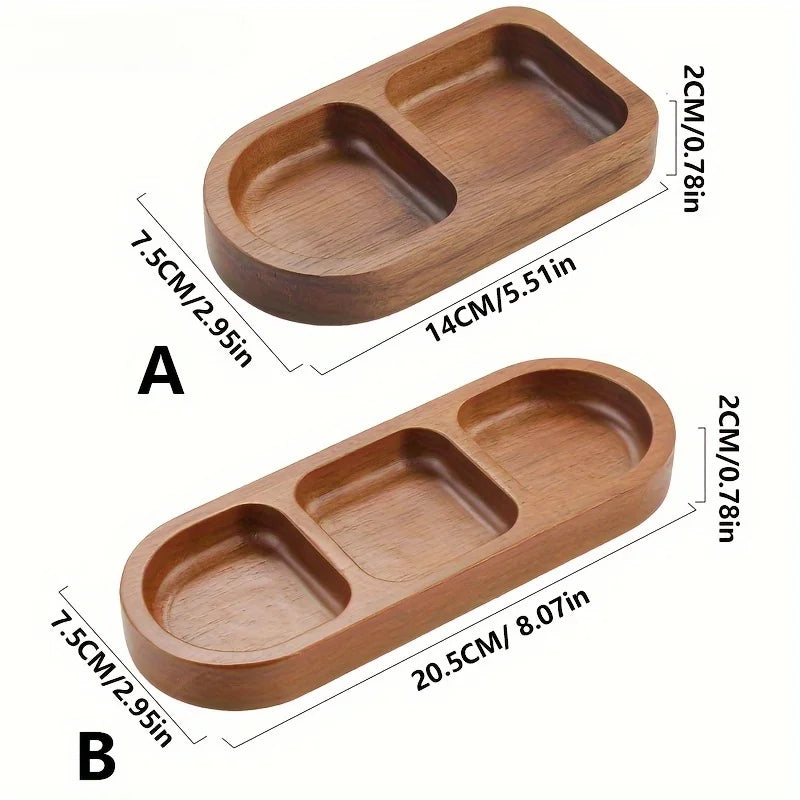 Solid Wood Divided Condiment & Snack Tray