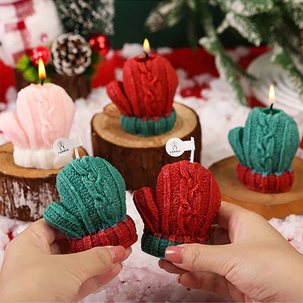 Christmas Gloves Scented Candle for Weddings Birthdays New Year Gift Photoprops Aromatherapy Candles Home Festive Ambiance Decor