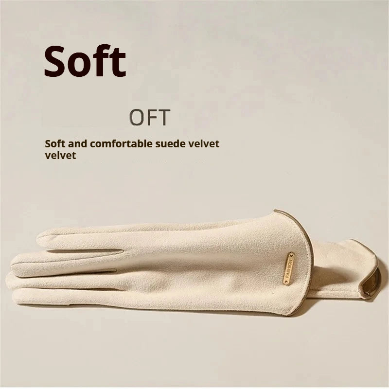 Women's Windproof Suede-Feel Touchscreen Gloves
