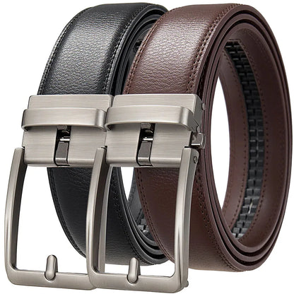 Cinturón de cuero para hombre con cierre a presión – Hebilla automática, tallas hasta 170 cm
