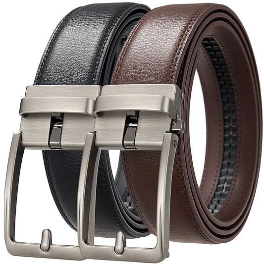 Men's Leather Click Belt – Automatic Buckle, Sizes up to 170 cm