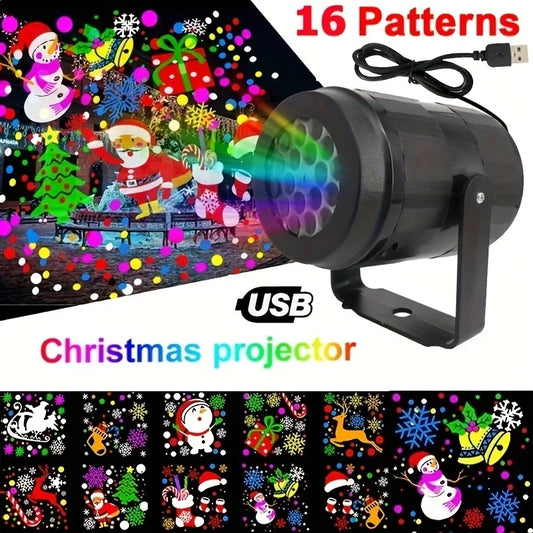 Snowflake Christmas Projector Light – 16 Rotating Holiday Patterns