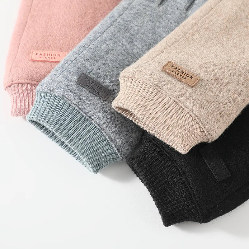 Women's Knit-Cuff Plush Touchscreen Gloves