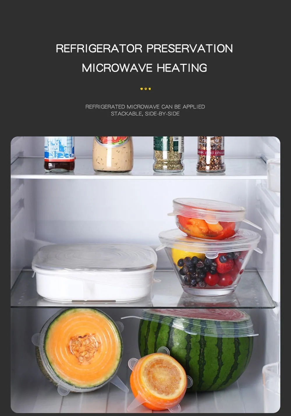 Silicone Stretch Lids – 6-Piece Reusable Food & Bowl Covers