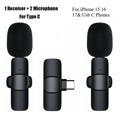 Micrófono Lavalier inalámbrico para iPhone y teléfonos con USB-C – 1 o 2 micrófonos