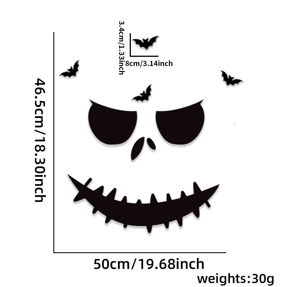 Halloween Decoration Room Door Stickers Window Decor Skeleton Hand Pumpkin DIY Devil Witch Hat Glass Window Stickers Ghost