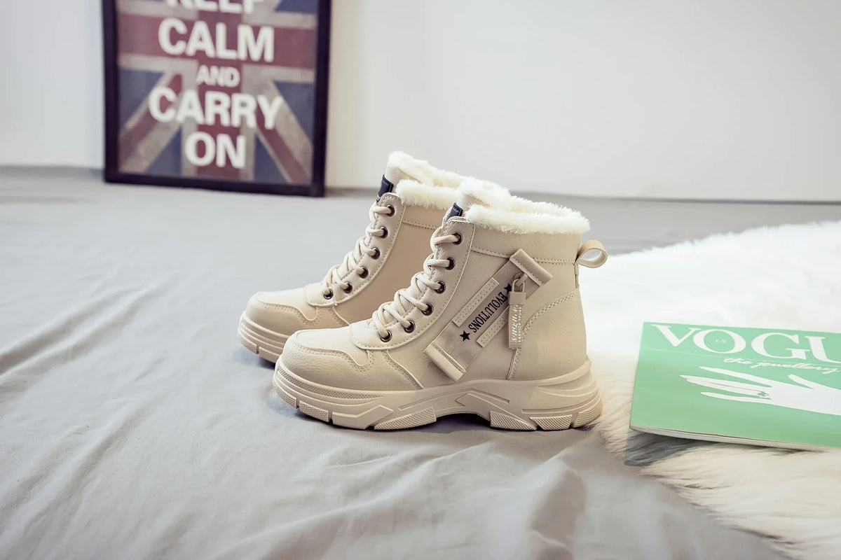 Winter Women Snow Boots Anti‑Slip Warm Fur Lined Martin Boots Casual Ankle Booties Fashion Outdoor Daily Wear Shoes