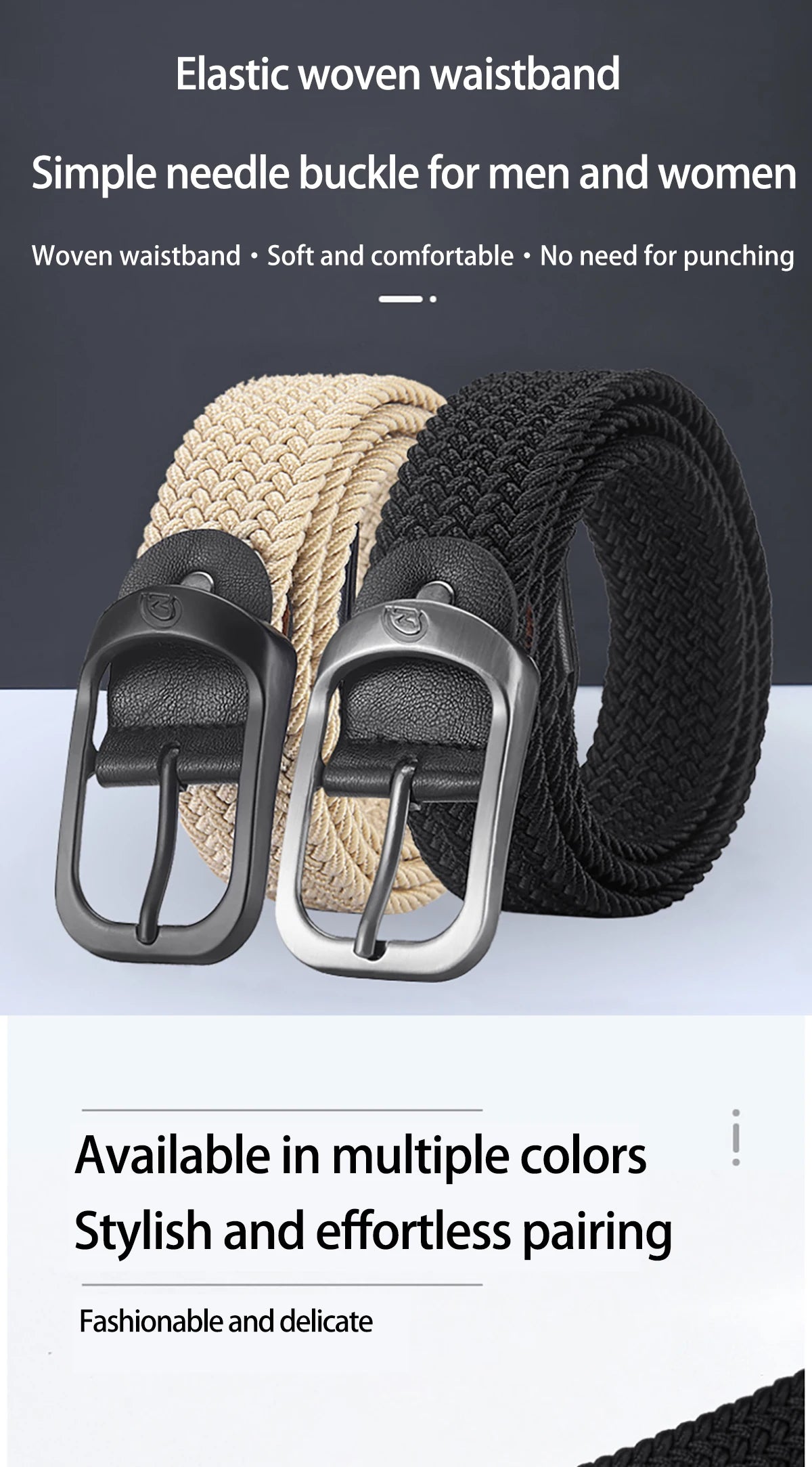 Woven Stretch Belt – Braided Elastic Belt for Men & Women