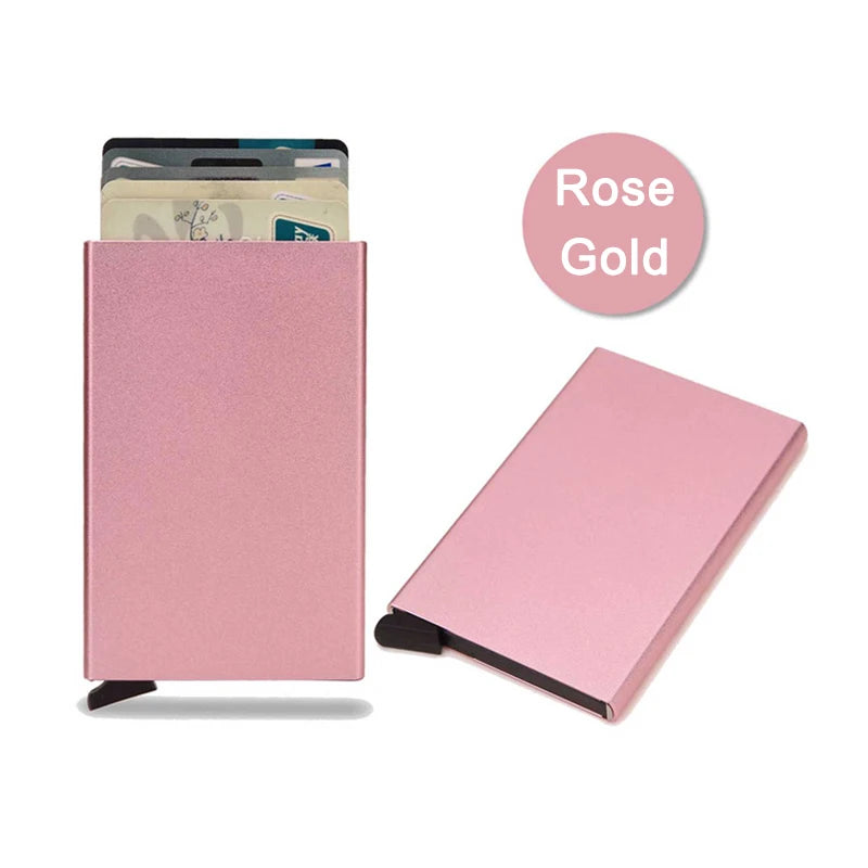 Slim Metal RFID Card Holder – Pop-Up Minimalist Wallet for Men & Women