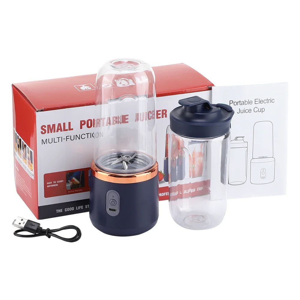 Portable Blender – USB-C Rechargeable 6-Blade Smoothie Maker with 2 Travel Cups