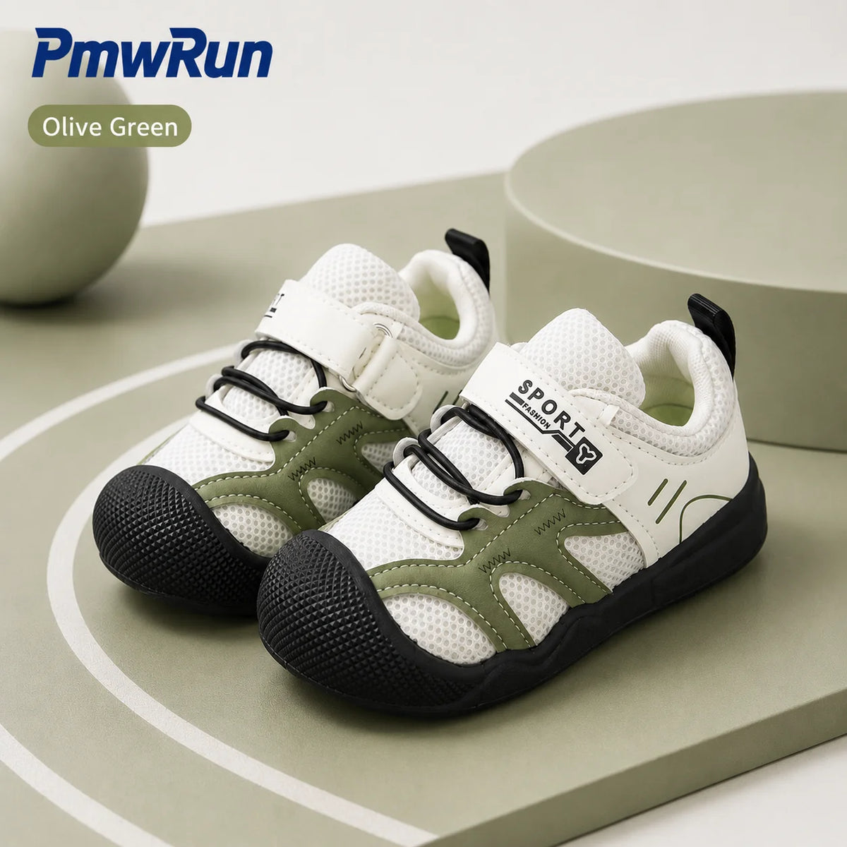Toddler PU Leather Sneakers with Hook-and-Loop Closure