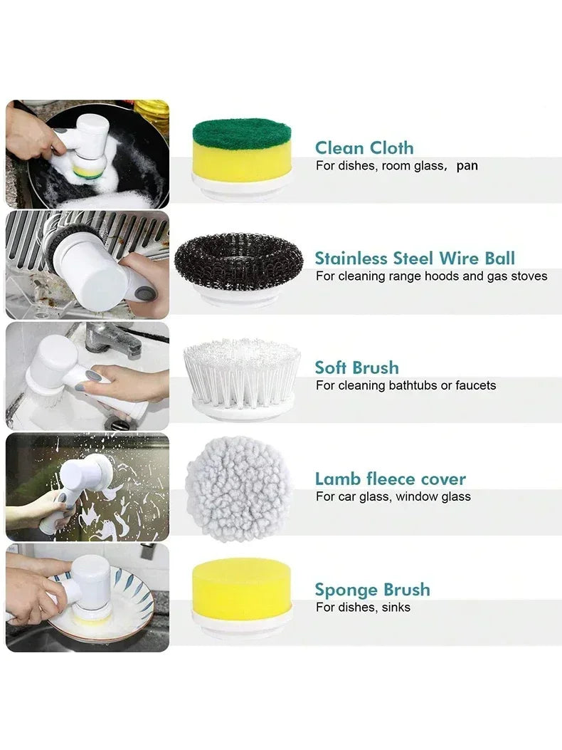 Electric Spin Scrubber – Cordless Rechargeable Cleaning Brush with Replaceable Heads