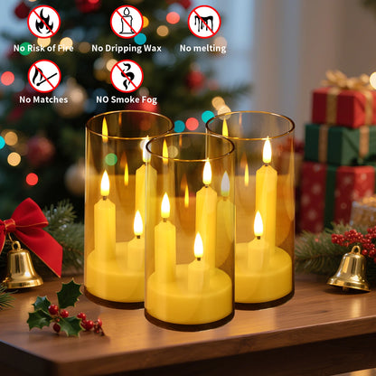 Flammenlose 3-in-1 LED-Stumpenkerzen mit 15-cm-Lampenschirm | 4 Farben | Weihnachts- & Hochzeitsdekoration