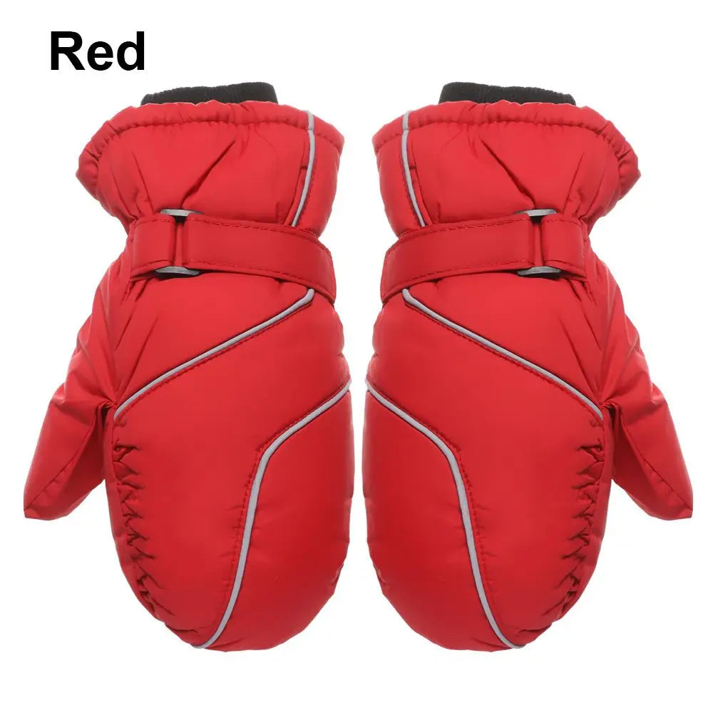 Kids' Adjustable Ski Gloves – Velvet-Lined Snow Gloves (Ages 5–9)