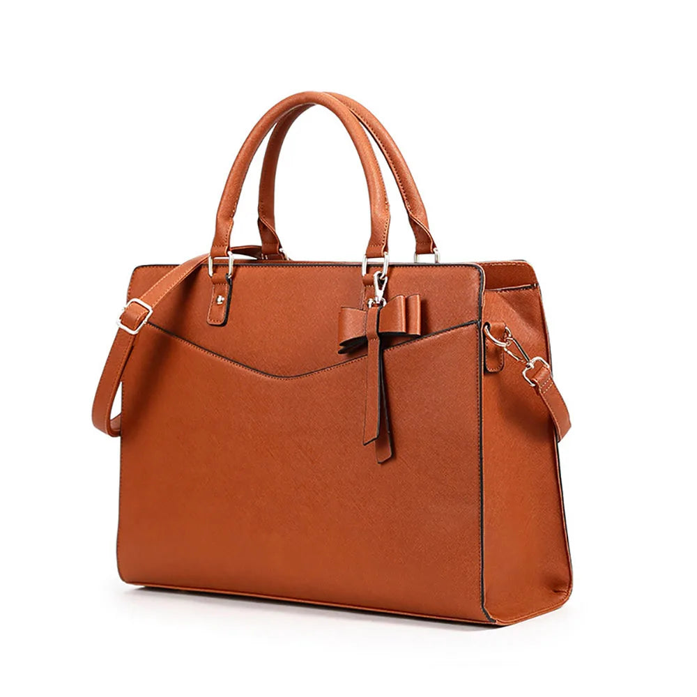 Women's PU Leather Laptop Tote 15.6" - Lightweight Work Briefcase Handbag