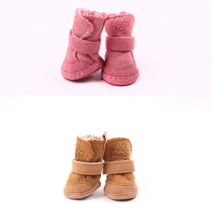 Bottes de neige en peluche pour chien – Lot de 4 chaussons chauds et antidérapants pour petits chiens