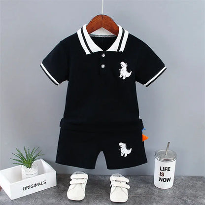 Conjunto de camiseta y pantalón corto de dinosaurios para bebé niño - Conjunto de verano de 2 piezas, 4M-5Y