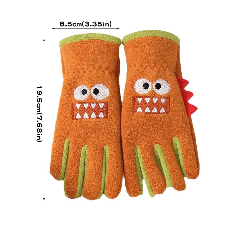 Kids' Plush Five-Finger Winter Gloves – Ages 6–12