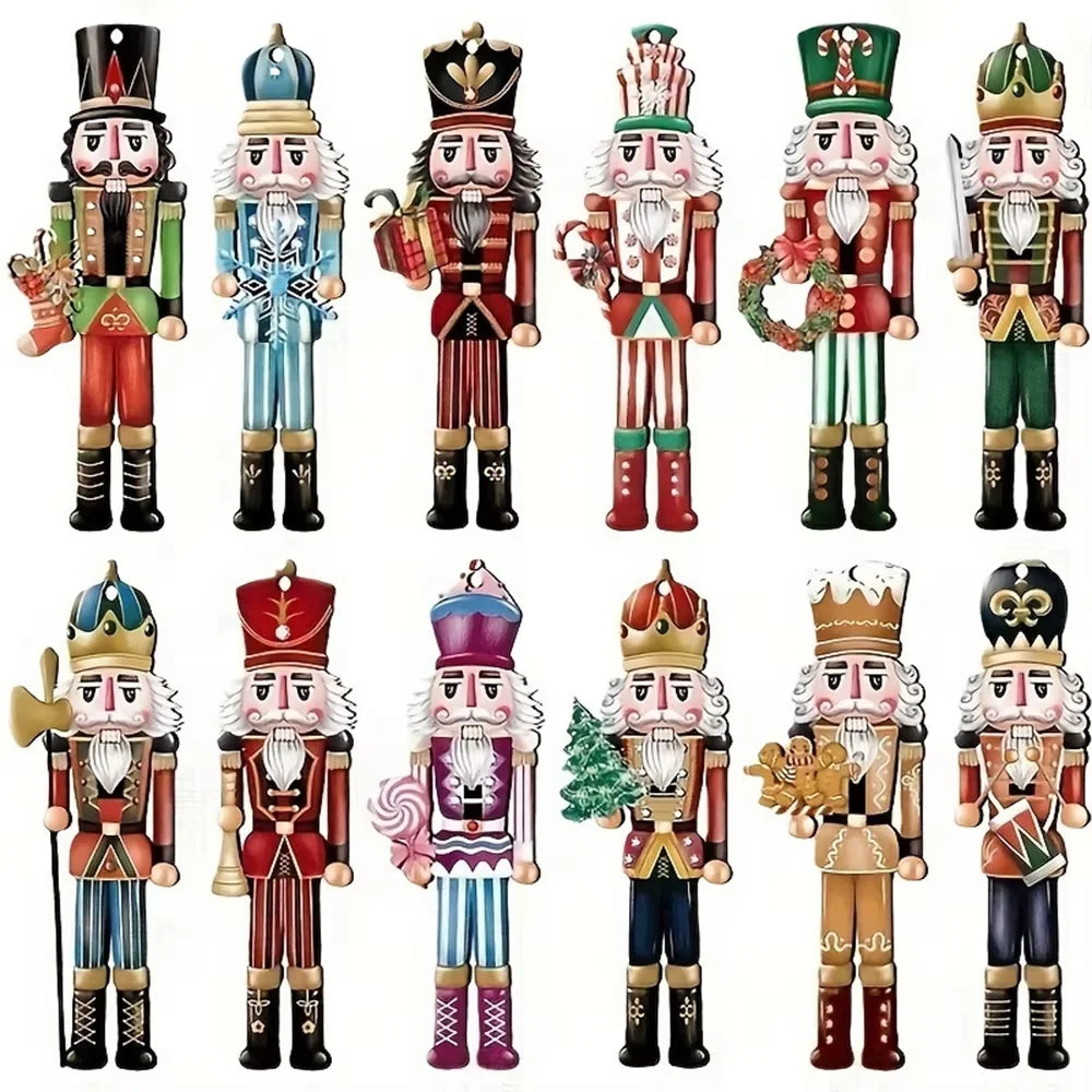 12-Piece Wooden Nutcracker Figurine Set – Christmas Decor