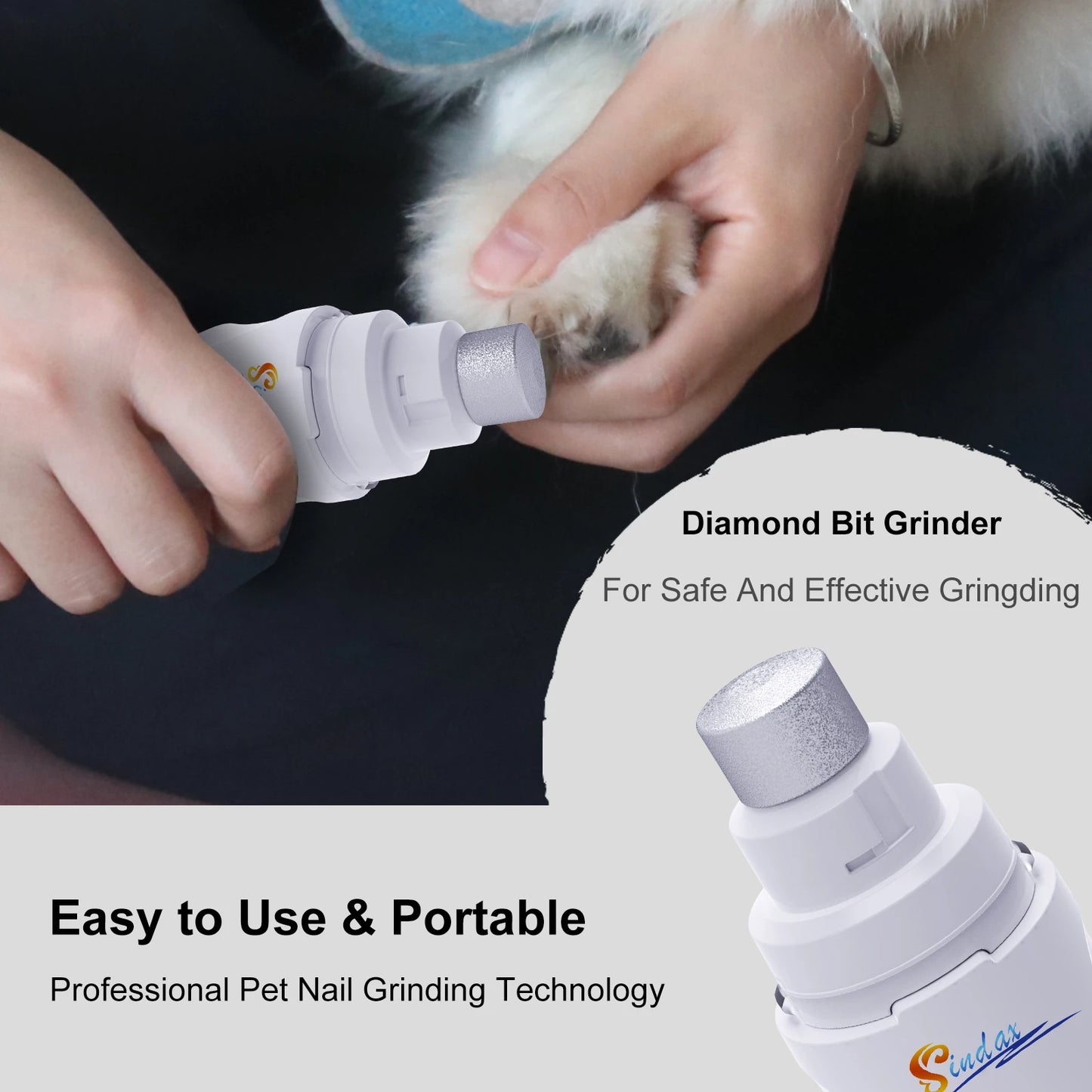 Dog Nail Grinder USB Rechargeable Electric Pet Claw Trimmer – Painless, Low Noise, 2-Speed