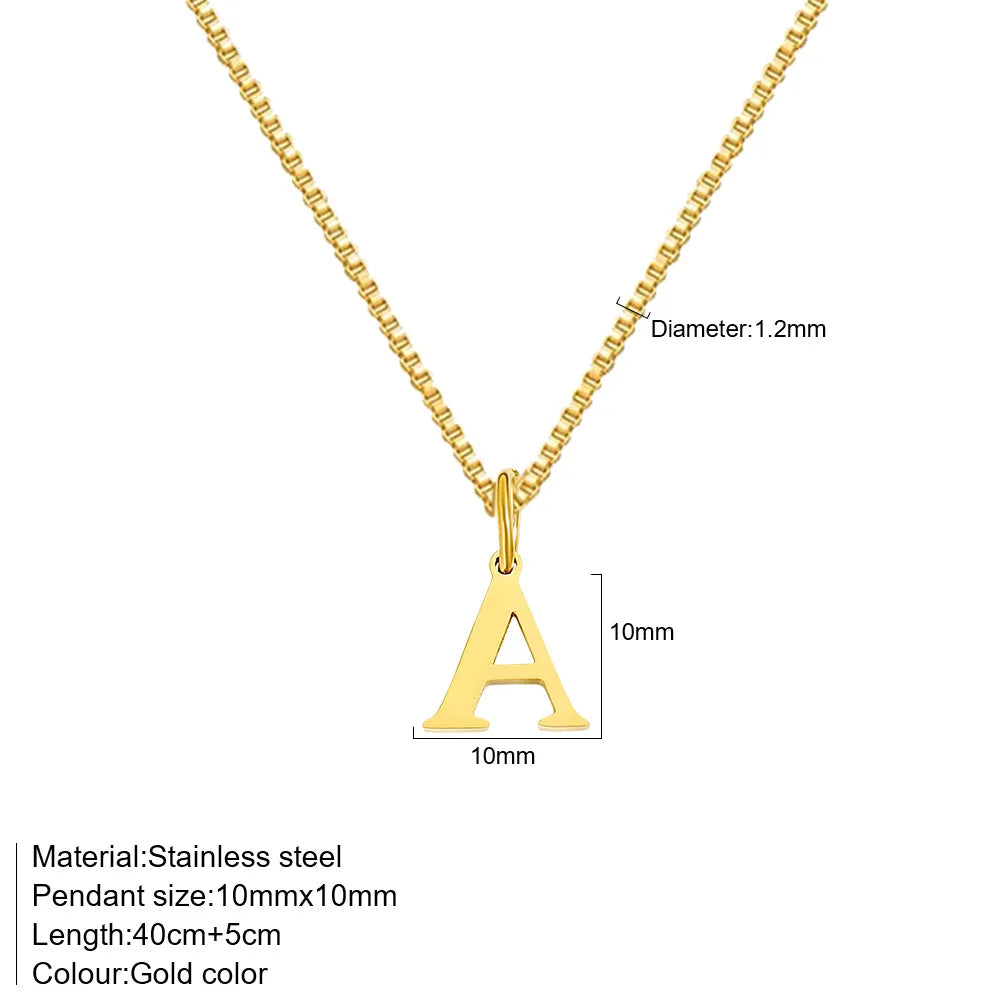Initial Letter Necklace – Gold-Tone Stainless Steel A–Z Pendant
