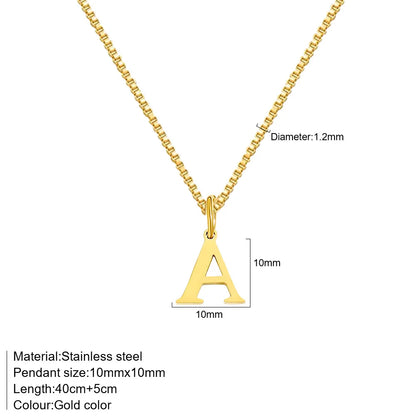 Initial Letter Necklace – Gold-Tone Stainless Steel A–Z Pendant