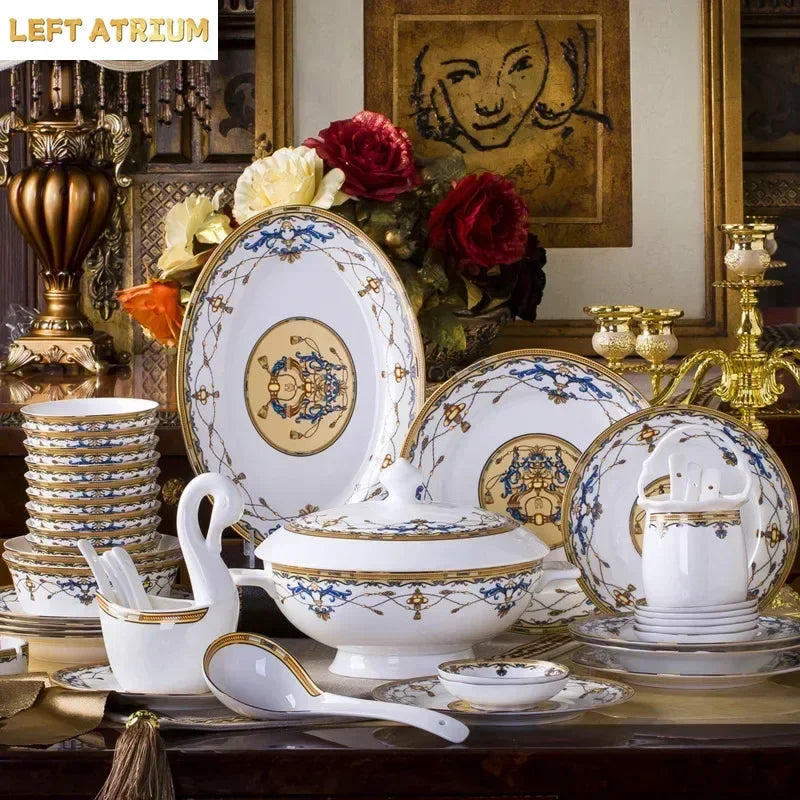 Floral Bone China Dinnerware Set, 56 or 60 Pieces