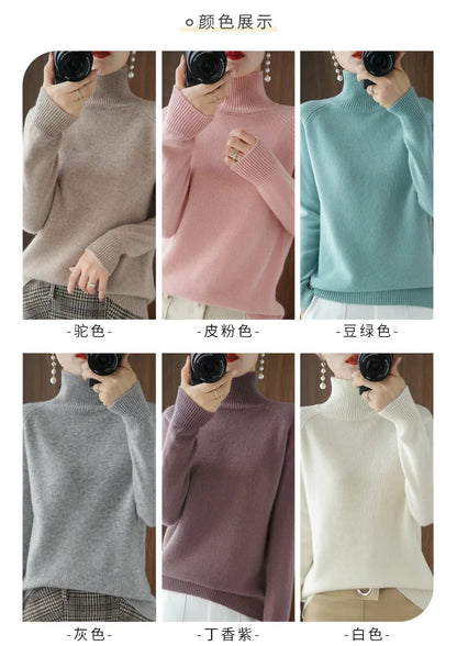 addonee Maglione da donna in maglia a collo alto parziale