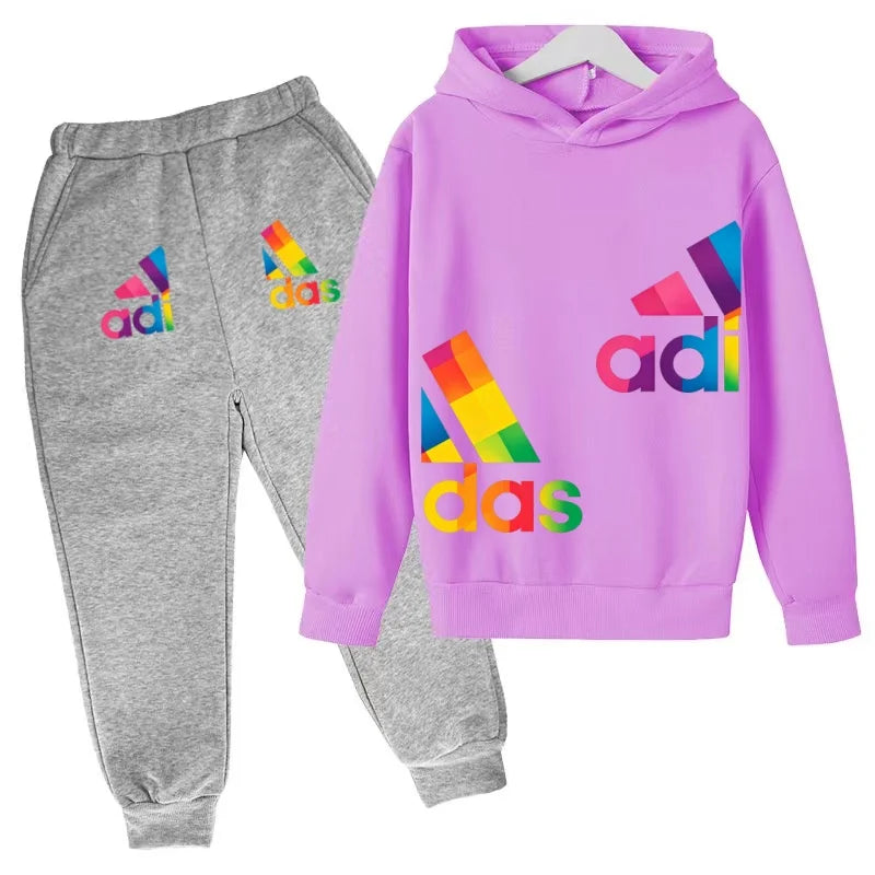 Kids' Printed Sweatshirt & Pants Set - 2-Piece Casual Sports Outfit, Ages 3-12