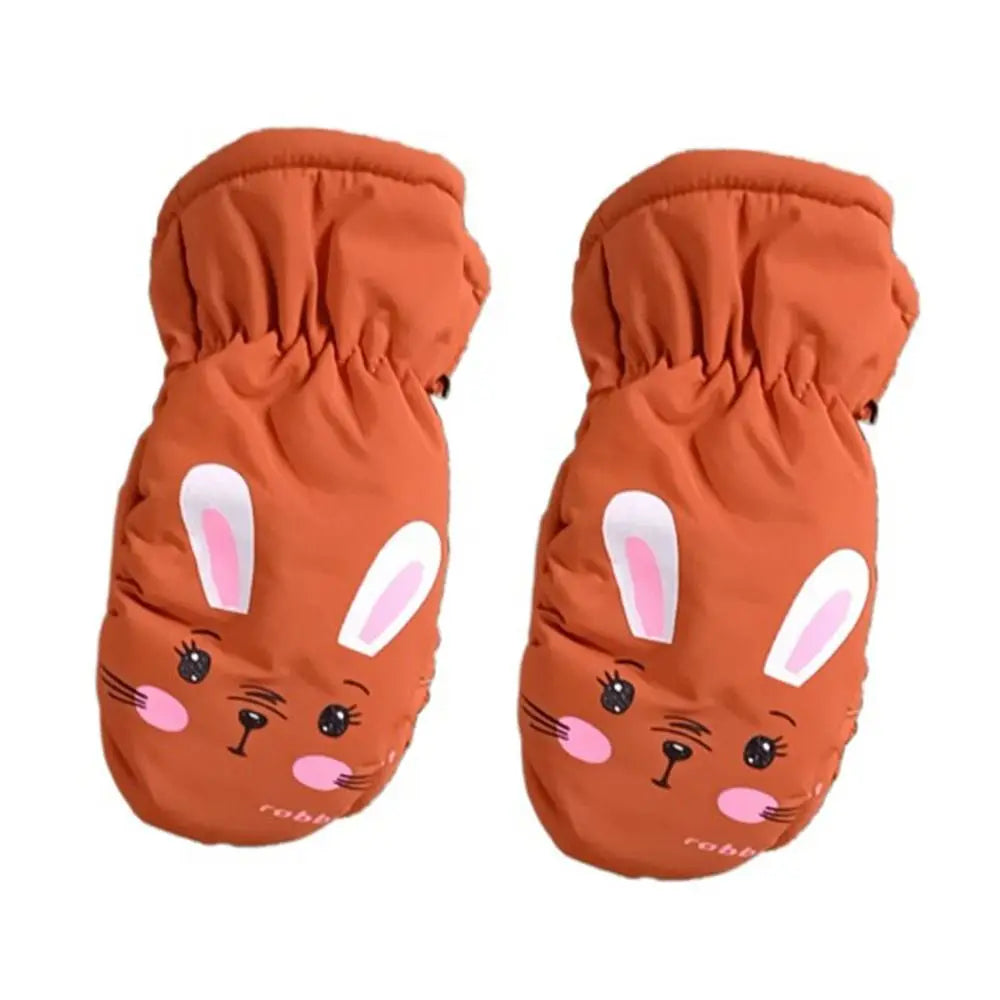 Kids' Bunny Snow Mittens – Velvet-Lined Toddler Ski Mittens