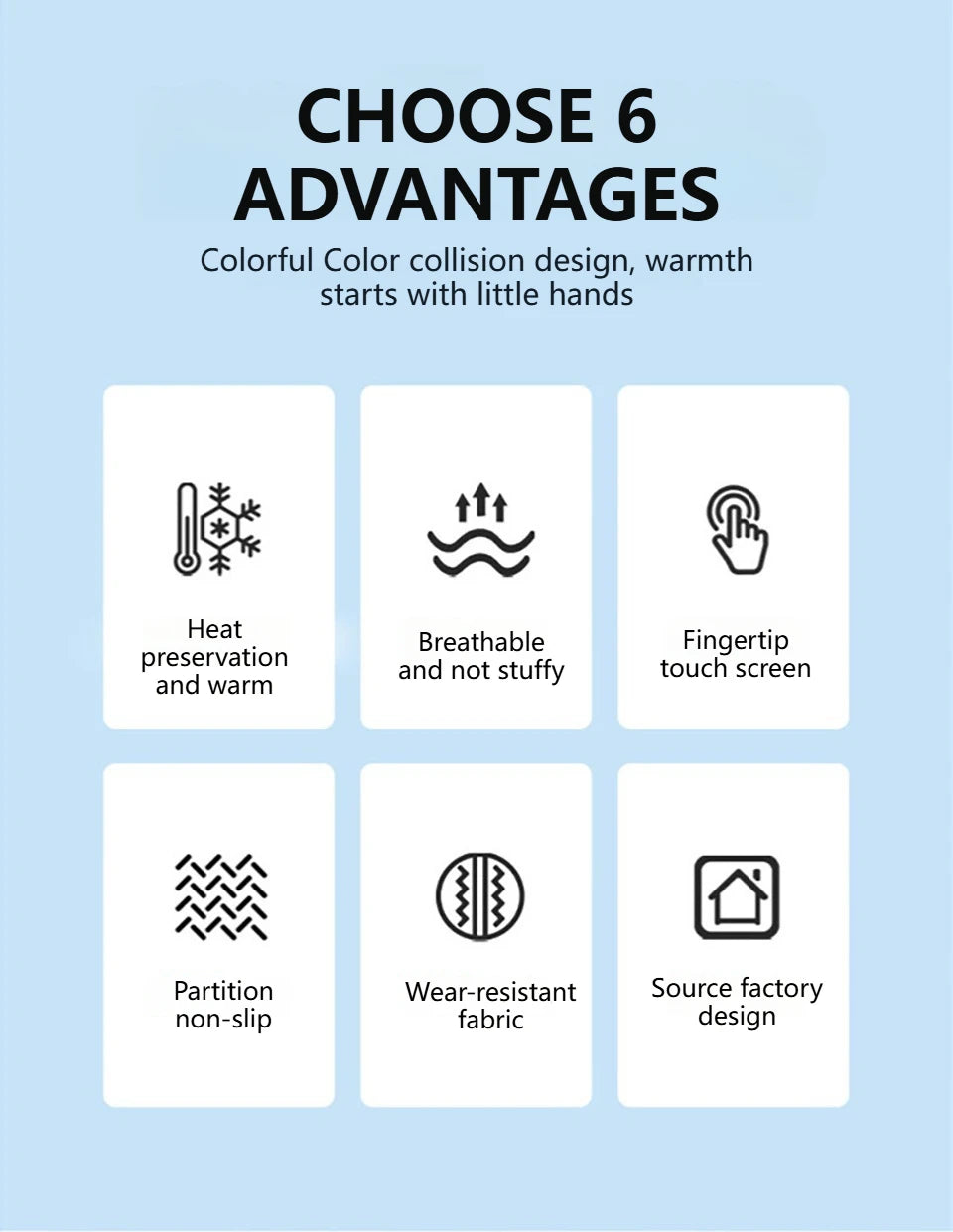 Kids' Thermal Touchscreen Sports Gloves – Anti-Slip (Ages 6–16)
