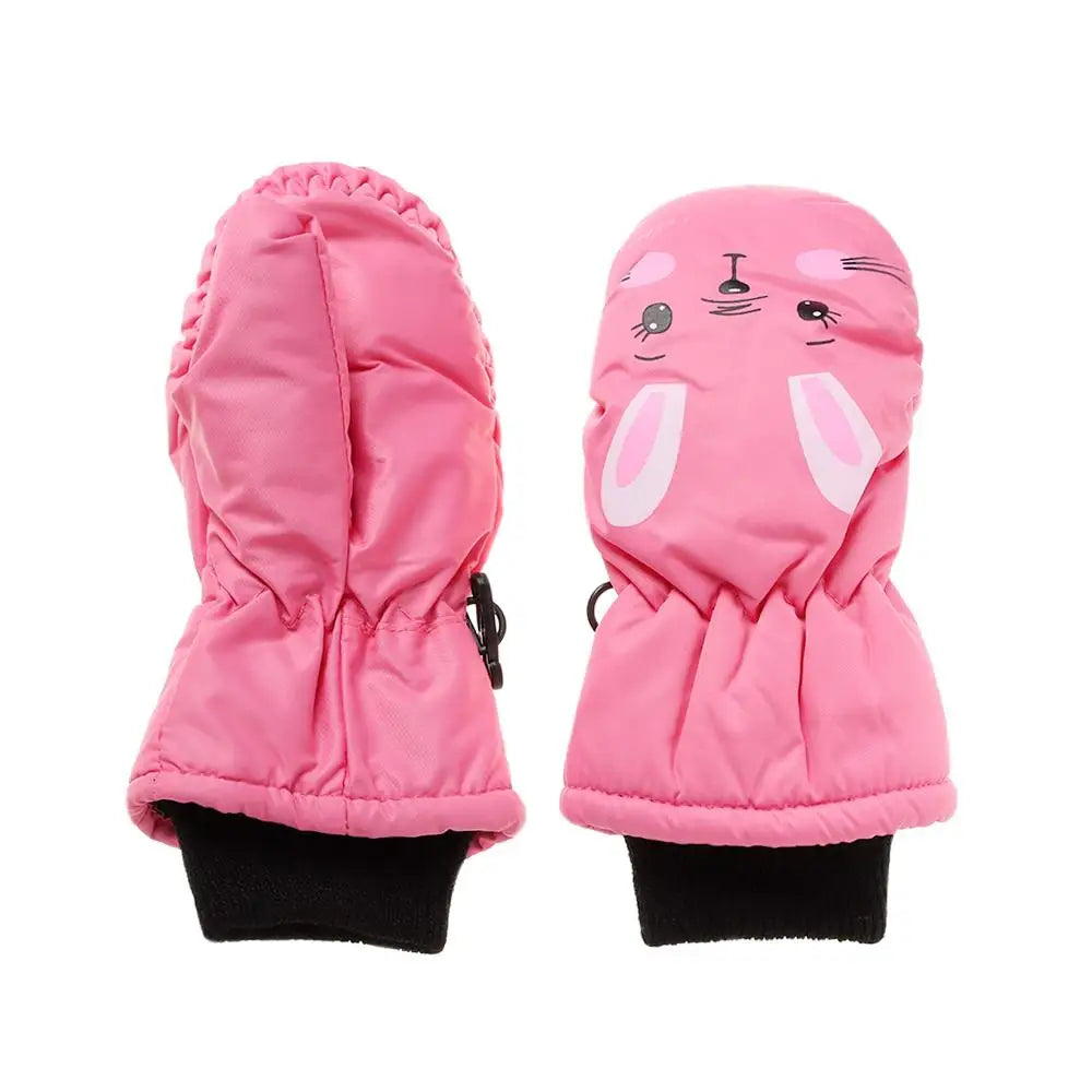 Kids' Bunny Snow Mittens – Velvet-Lined Toddler Ski Mittens
