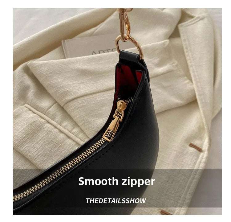 Women's Crescent Moon Shoulder Bag – Soft Vegan Leather Handbag